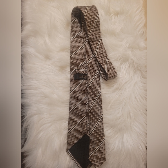 Men's Gianfranco Valentino Necktie Brown & Black 100% Silk Italy Made Hand Finis - Picture 8 of 9
